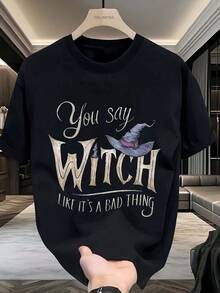 Camiseta de Algodón Suave para Hombre con Estampado de Bruja, Ideal para Halloween, Regalo para Amigos, Diseño Moderno, Tallas S a 2XL, Verano, Manga Corta Ligera y Transpirable TTG4 - Burdeos - Ver 6