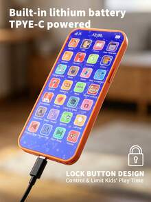 1pc Kids Early Education Puzzle Play Phone,28 Buttons Voice Music Word Learning Toy With Sound Light Effects,Birthday Holiday Gift For Boys Girls - Multicolor - View 8