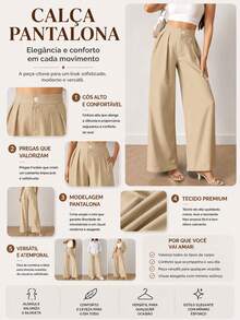 Tailored Wide Leg Trousers - Aprikot - View 4