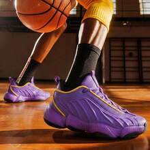 Men's Basketball Shoes Shock Absorption Anti-Slip Breathable Professional Low-Top Basketball Shoes - Purple - View 6