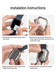 Huastonband 2片裝手錶螢幕保護貼，全覆蓋正反面，適用於手錶系列 Ultra 3/2/1、Series 11/10/9/8/7/6/5/4、SE 2，45mm 41mm 44mm 40mm、42mm 46mm，超強保護殼，適合40mm/45mm手錶，適用於戶外運動、海灘、旅行、禮物 - 銀色+透明色 - 查看 12