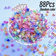 35/55/88/100/200Pcs Colorful Heart-Shaped Acrylic Beads Transparent Colorful Heart Beads For Jewelry Making DIY Craft Materials Random Colors - Multicolor - View 23