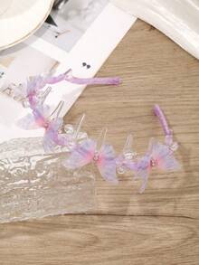 1 pieza Diadema con mariposa degradada y pedrería, acento de cuentas de cristal, accesorio para el cabello de estilo dulce, diadema para el cabello - Multicolor - Ver 7