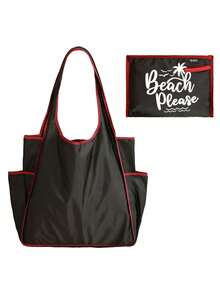 Foldable Beach Tote Bag & Pouch Set, "Beach Please" Print, Large Capacity Beach Shoulder Bag, Water Resistant Casual Handbag, Travel Cosmetic Bag, Casual Summer Vacation & Daily Use Storage Bag, Multifunctional Shopping Bag, Suitable For Shopping, Travel, Outdoor Activities, School, Daily, Unique Birthday Gifts, Holiday Gifts, Party Gifts, Vacation Gifts, Back-To-School Gifts, Anniversary Gifts - Multicolor - View 16