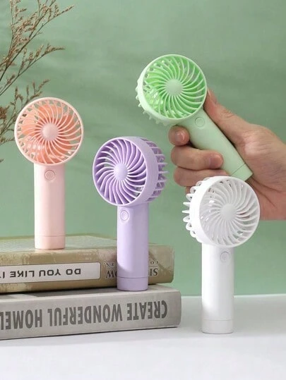 1pc Women's Handheld Fan, Multi-Color Handheld Small Fan, Suitable For Home, Desktop, Office, Outdoor, Portable Mini Pocket Fan, Uses 2 AAA Batteries - Multiple Styles - View 1