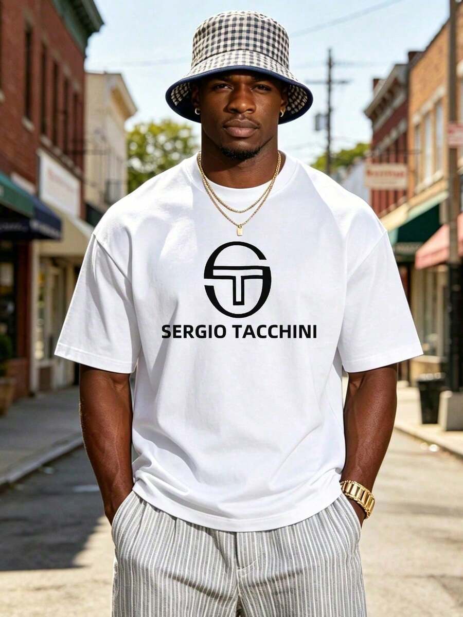 Men's Short-Sleeved, Round-Neck T-Shirt, Summer Casual Style, With Emo Trap Rap And Rock Aesthetics, And An Eboy Style.This Lightweight Men's T-Shirt Is A Versatile Summer Basic Garment, In Color And With Short Sleeves.Sold Individually, Ideal For Family Matching.An Elegant, Casual Printed T-Shirt With A Relaxed Fit, Perfect For Everyday Wear.Blanco - 白色 - 查看 1