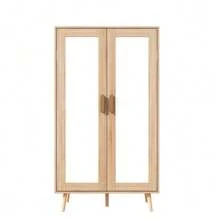 Zweitüriger Kleiderschrank mit Kleiderstange, Schlafzimmerschrank, Kinderschrank, 80 x 46 x 141,5 cm, Naturholz und weiße Oberfläche - Natürliche Farbe - Übersicht 9