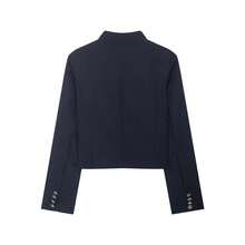 Chaqueta corta de mujer Mellowy con decoración de botones y abotonadura sencilla - Azul Marino - Ver 7