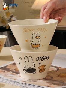 可愛 MIFFY 錐形陶瓷碗，帶喇叭邊緣與可愛釉下 MIFFY 圖案，適合日常用餐與甜點，耐用易清洗，送給卡通愛好者與年輕女性的甜美禮物 - 彩色 - 查看 8