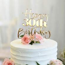 3件/1件 金色壓克力生日蛋糕插牌 Happy Birthday 18 21 30 40 50 60 70，適用生日派對 DIY 蛋糕甜點裝飾 - 金色 - 查看 5