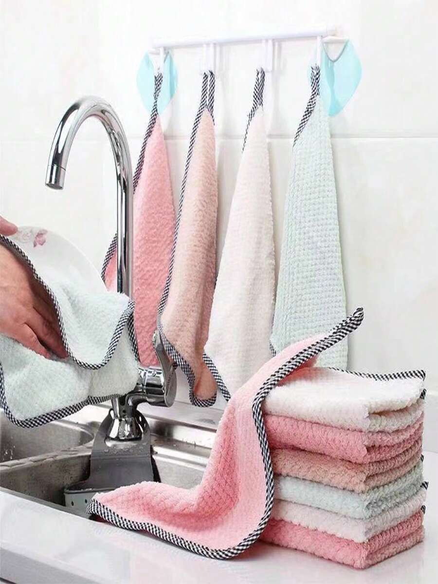 1pc/2pcs/5pcs/10pcs Small Towels With Hanging Loop, Kitchen And Bathroom Hand Towels, Super Absorbent Soft Hanging Towel Set - Multicolor - View 1
