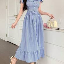 Women Long Dresses - Blue-gray - View 3