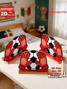 1pc 2D Flat 1 Piece Wooden Desktop Ornament, Soccer Commemorative Gift, Wooden Soccer Figurine, Sports Fan Decor, Athlete Wooden Craft, Game Day Table Centerpiece, Soccer Gift For Him Or Her, Office And Home Decor, 2D Flat - one-size - View 4