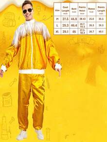 男士兩件套上衣+長褲嘉年華主題派對啤酒節服裝節慶派對運動服 - 黃色 - 查看 6
