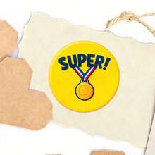 24/48pcs Super Medal Stickers, Yellow Round Stickers With Gold Medal And "S" Letter Design, Suitable For Party Decoration And Gift Wrapping, Office And School Supplies/Stationery Stickers/Graffiti Stickers - Round - View 8