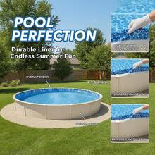 [Free Shipping] Round Swimming Pool Membrane 8-Ft For Backyard Leisure Home Recreation Summer Cooling, Overlap Installation Standard Gauge Vinyl 48-54-Inch Wall Height Manual Connection Solid Pattern Professional Grade Replacement Accessory-XY361213 - 預設10 - 查看 2