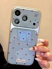 藍色背景紅色波點手機殼，相容 iPhone 17 Pro Max，全新玻璃大窗設計，優雅 16 Pro，防震 15 Pro Max，創意 14 Plus，可愛 13 - 藍色 - 查看 3