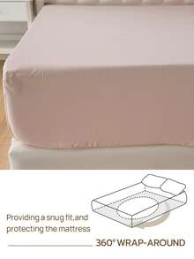 4pcs/Set, 100% Polyester, Solid Color, 35cm Deep Pocket Fitted Sheet, Bedding Set (2 Pillowcases + 1 Flat Sheet + 1 Fitted Sheet), All-Season Modern Bedding Set, Minimalist Style, Soft And Comfortable, Breathable - Pink - View 5