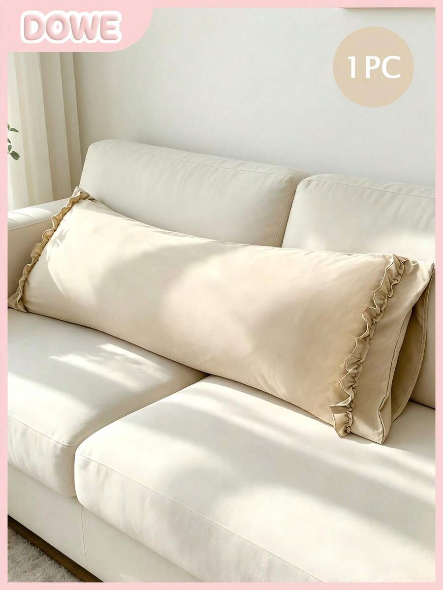 1pc Polyester Faux Linen Material, Floral, Printed, Long Pillowcase, Suitable For Bed, Sofa Decoration (Filling Not Included), School Bedding, Dorm Decor.