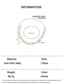1pc Bohemian Style Geometric Hollow Round Convex Circle Patchwork Chain Silver Metal Waist Chain, Personalized Simple Sexy Women Body Chain, Punk Style Women Fashion Waist Accessory, Gift For Any Holiday - Silver - View 8