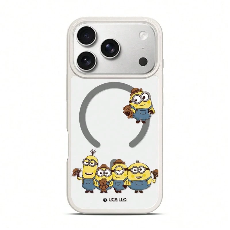 Miniso Despicable Me Minions MagSafe Magnetic Charging Compatible With IPhone 17/18 Pro/18 Pro Max/17 Pro/17 Pro Max/17 Air/16 Pro Max/15 Pro/15 Pro Max/14/13/15 Pro/12 Pro/16 Plus Cartoon Cute Girls Transparent Protective Case Compatible With Apple - White - View 1