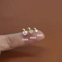 3 Pairs Stainless Steel 18K Gold Plated Screw Back Stud Earrings, Sleep- Ear Piercing Earrings, Women's Small Spiral Ear Cartilage Studs, Minimalist Ear Jewelry - 6-piece Set - View 2