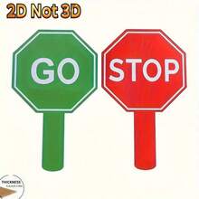 1/2pcs Red/Green GO/STOP Wooden Handheld Sign, Durable, Wear-Resistant, Anti-Deformation, Suitable For Team Building Interactive Games, Creating Atmosphere, Controlling Scenes, Guiding Activity Fun, Can Be Used As Interactive Props Or Atmosphere Regulators, Easy-To-Use Handheld Sign To Liven Up The Atmosphere And Enhance Activity Participation - A - View 6