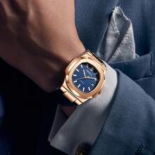 ONOLA Brand Luxury Wristwatch Men Automatic Mechanical Watches Waterproof Leather Luminous Dial 30M Waterproof Watch Men - màu đen - Xem 6