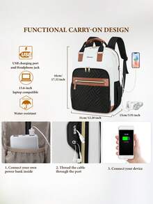 NEWHEY Laptop Backpack For Women 15.6 Inch Travel Backpack With USB Charging Port Waterproof Large Capacity Backpack Laptop Backpack Women Backpack For University, Work And Travel - Multicolor - View 2