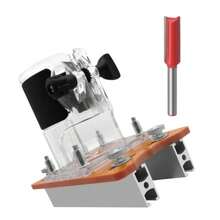2-In-1 Woodworking Slotting Bracket, 65mm Woodworking Edge Trimmer Locator, Invisible Fastener Furniture Slotting Guide Base, Aluminum Alloy Woodworking Router Base, Suitable For DIY Projects And Professional Use, Woodworking Router Drill Bit - 1 Set - View 12