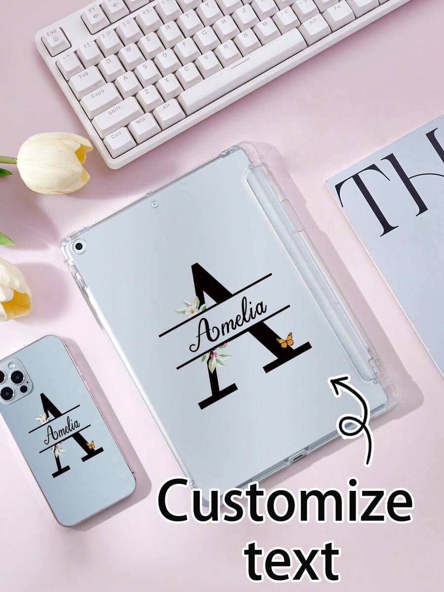 Customized Tablet Protective Case, Text Customized Protective Case, 26 Letter Style Compatible With Ipad Mini 4/5/6/7, Air 8 (2026 Model), Single Shell (Without Front Cover), Suitable For Galaxy Tab A9 8.7 Inch, Tab A7 Lite 8.7 Inch, DIY Tablet Protective Case, Creative DIY Shell, Customized Gifts For Children, Family, Pets, Birthday, Anniversary, New Year, Back To School, Etc. - Multicolor - View 1