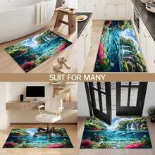1pc Underwater World Pattern Printed Kitchen Mat Non-Slip Floor Mat, Holiday Party Decor Mat, Carpet, Non-Slip Oil-Resistant Foot Mat, Quick-Drying Carpet, Suitable For Kitchen Hallway Bathroom Laundry Room Home Decor - Multicolor - View 2