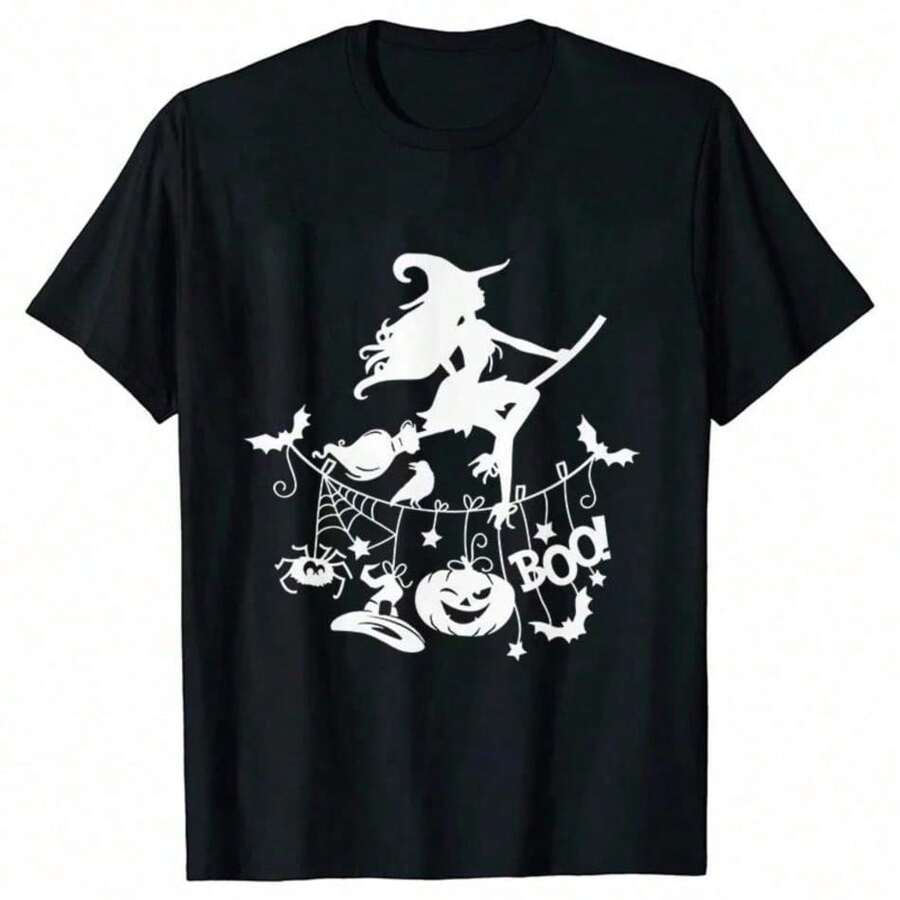 2026 Women's Quality Casual Cotton T-Shirt, Women's T-Shirts With Cartoon And Wine Print, Fun And Fashionable Clothes For Spring Summer, Elegant Women's T-Shirt, Printed T-Shirt For Girls, Unisex Basic T-Shirt - 黑色 11 - 查看 1