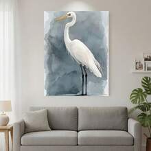 Enmarcado pieza de elegante impresión artística en lienzo de garza - Decoración de pared de aves en acuarela con marco negro, perfecta para el hogar, la oficina, el bar, el aula y el dormitorio, regalo ideal para el Día de la Madre, la graduación y la Pascua, decoración de pared para exteriores | Arte decorativo de pared | Decoración detallada de aves, decoración de aves - Enmarcado - Ver 3
