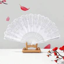 1件 16.5英吋白色摺疊扇，銀色花卉圖案，時尚手持扇，適合舞蹈、戶外活動、度假、旅行、服裝配件及禮物 - C - 查看 4