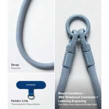 Ringke Holder Link Flow Hand U-Type Strap, Correa de Muñeca y Mano Desmontable Universal para Teléfono Móvil con Parche - Negro tranquilo - Ver 3