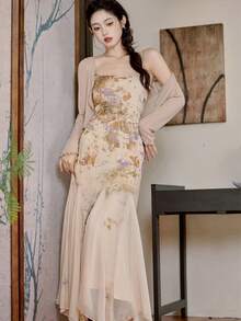 Women Long Dresses - Khaki - View 9