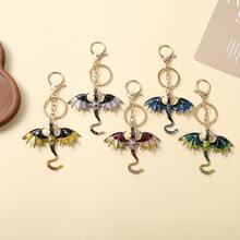 1 pieza Encantos de bolso góticos, llaveros de dragón de esmalte y strass con cierre de mosquetón, accesorio decorativo de metal multicolor de dragón, regalo para amantes de los juegos - Multicolor - Ver 1