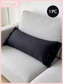 1pc 100% Polyester Solid Color Lace Long Pillowcase, Lightweight And Elegant, Soft As Clouds To The Touch, Suitable For Bedding And Sofa Decoration (Pillow Insert Not Included) - Black - View 2