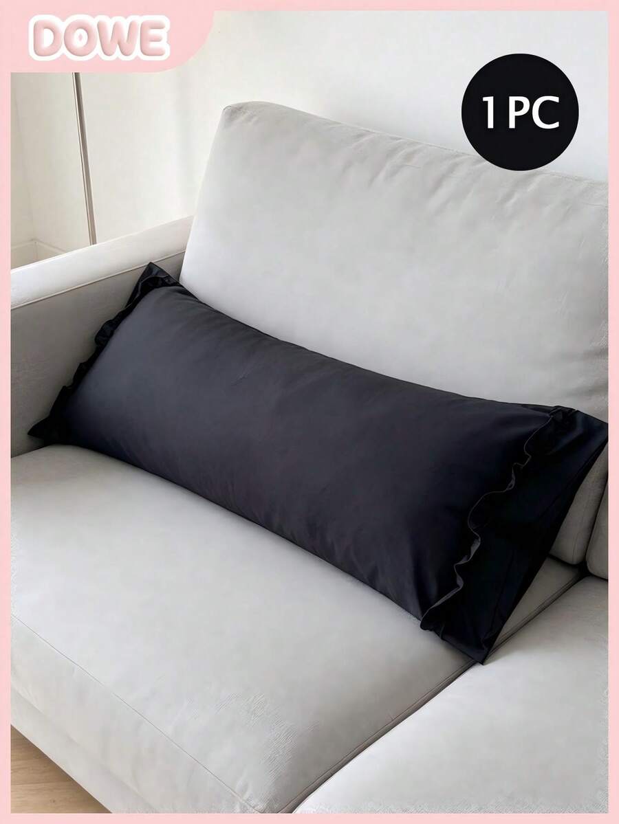 1pc 100% Polyester Solid Color Lace Long Pillowcase, Lightweight And Elegant, Soft As Clouds To The Touch, Suitable For Bedding And Sofa Decoration (Pillow Insert Not Included)