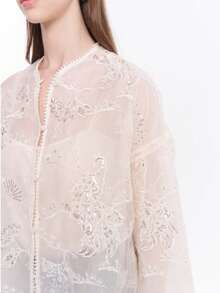 Rich Radi Q's Elegante cárdigan de punto de manga larga estilo chino blanco para mujer con exquisito bordado y cuello alto, ajuste regular - Blanco - Ver 7
