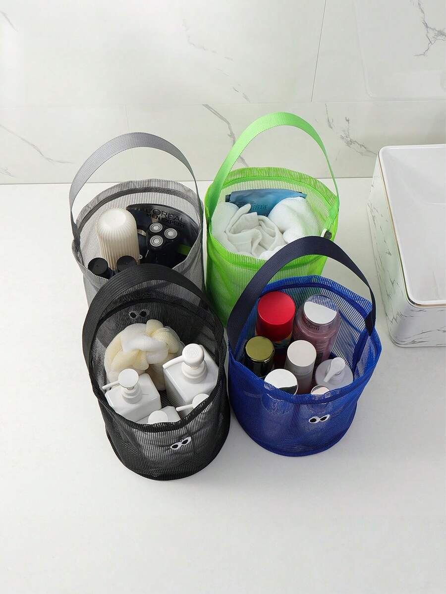 1個網狀透氣排水洗滌袋，大容量手提洗浴袋，乾濕分離，適用於淋浴、海灘、游泳和健身 - 彩色 - 查看 1