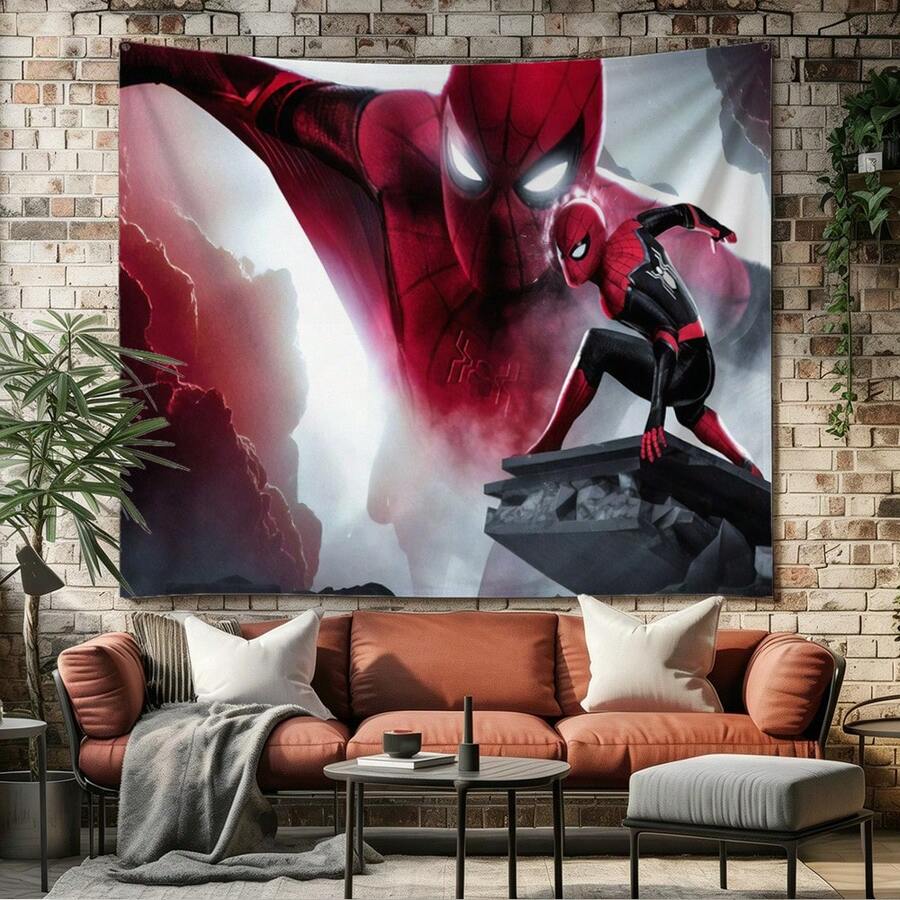 1pcs M Arvel Superhero Series S Pider-Man Theme Tapestry, Superhero Patter Wall Hanging Fabric Poster Cool Comic Art Background Blanket, Modern Home Fashion Decor, For Living Room Bedroom College Dorm Game Room Home Decor Fans Gift - 彩色 - 查看 1