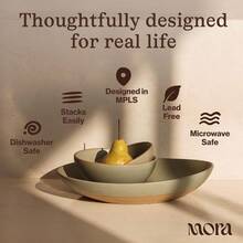 MORA Mega And Serving Dishes Set Of 2, 16 Inch And 14 Inch Ceramic Pottery Oval Platters - Microwave, Oven And Dishwasher  - Liquorice - 查看 4