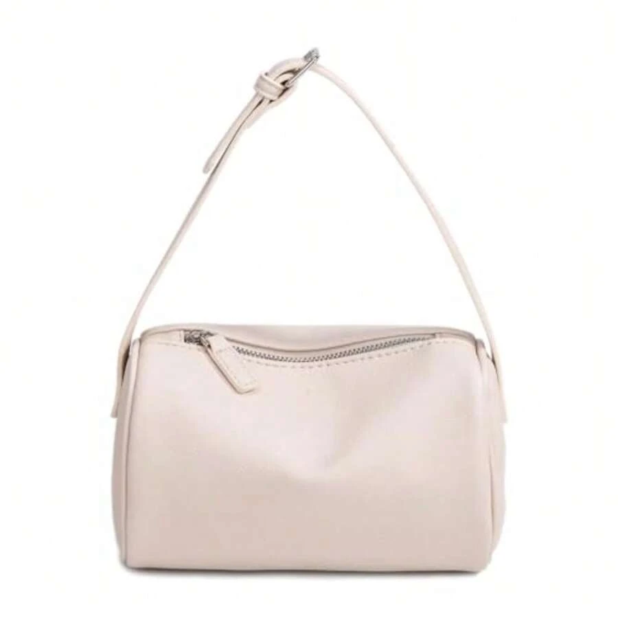 Covelin - Bolso de hombro pequeño para mujer, diseño minimalista y elegante, con piel de lichi - Beige - Ver 1