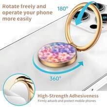 Soporte de anillo para teléfono celular, bonito soporte de metal para teléfono, soporte de dedo flexible, rotación de 360°, compatible con la mayoría de teléfonos - Murciélago negro floral - Ver 4