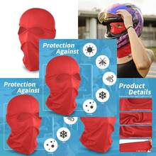 YESLIFE Ski Mask, Balaclava Face Mask For Boys And Girls Cosplay Costume Accessory For Halloween Party - Red - 查看 1