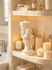 1/2PCS Vintage Angel Candle Holder Set, European Retro Resin Pillar Candle Stand, Romantic Table Centerpiece, Wedding Decor, Valentine's Day Gift, Home Living Room Bedroom Shelf Decoration - B - View 5