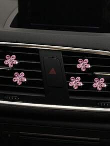 5pcs Pink Small Crystal Set Car Air Vent Aromatherapy Decor Clip Shiny Car Interior Decoration - Crystal - View 4