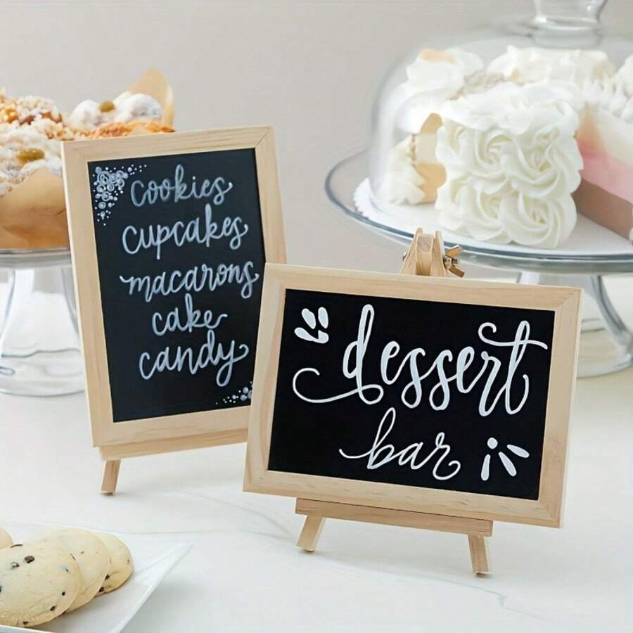 2pcs, 13*18 Creative Blackboard, Wooden Stand, Small Easel, Market Stall Menu Advertising Board, Mini Decorative Blackboard - Multicolor - View 1